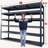 REIBII 60" W x 84" H Heavy Duty Industrial Shelving, 6-tier Adjustable Metal Storage Shelves for Garage, Warehouse, Basement