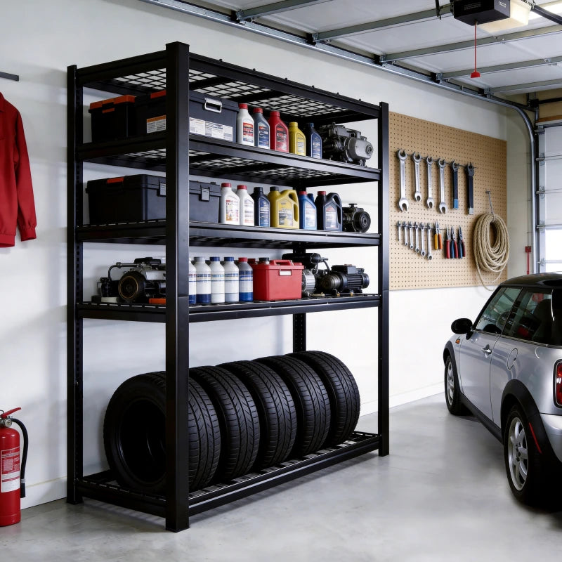 REIBII 60" W Heavy Duty Metal Shelving Unit, Adjustable Shelves for Storage, Rust-Proof Shelving for Garage, Industrial, Warehouse, Basement