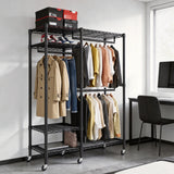 Raybee Heavy Duty Portable Clothes Rack With Wheels,Clothing Rack For Hanging,Garment Rack For Bedroom