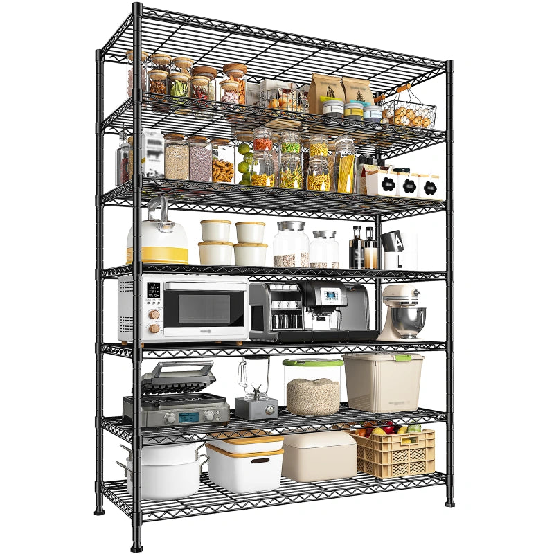  Heavy Duty Storage Shelves, Tall Adjustable Metal Shelving Units with Spider Web Design, Tool-Free Assembly for Garage, Warehouse, Pantry Organization