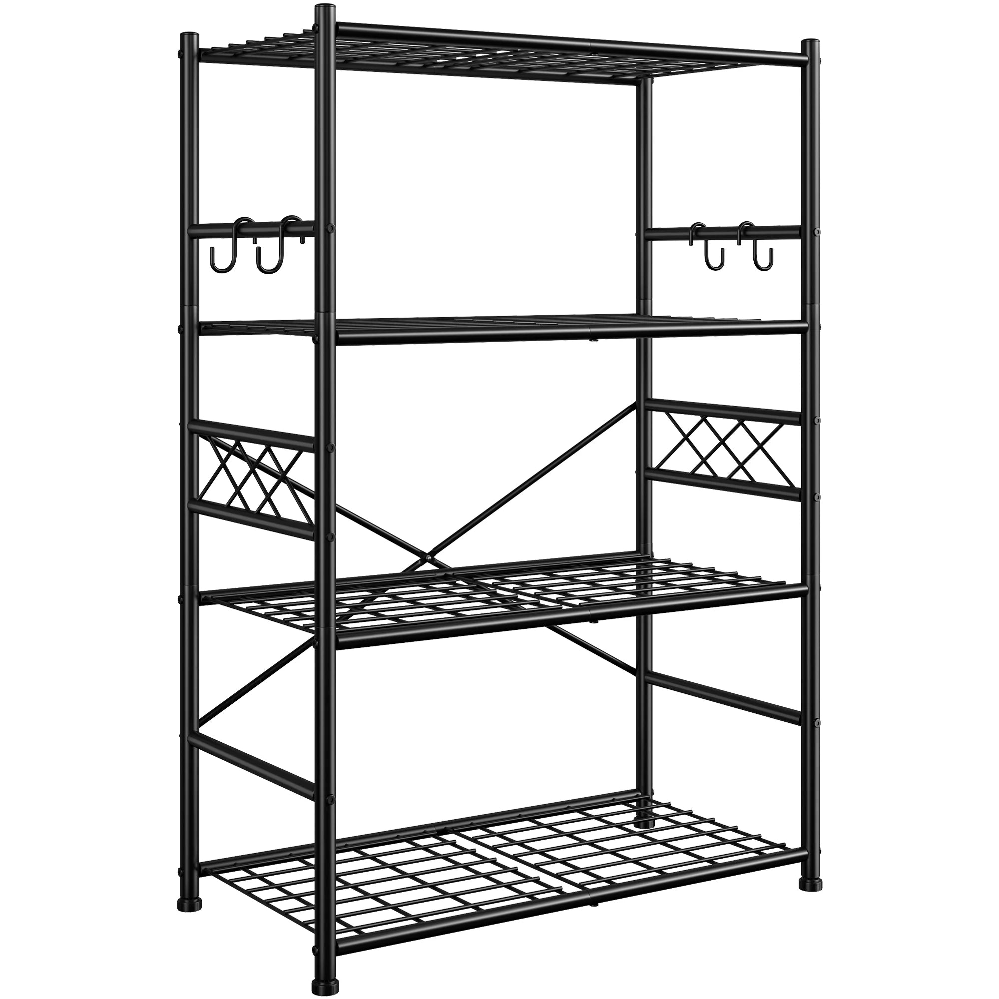 Heavy Duty Storage Shelves with Hooks, 36" Metal Garage Shelving Unit 800lb Capacity