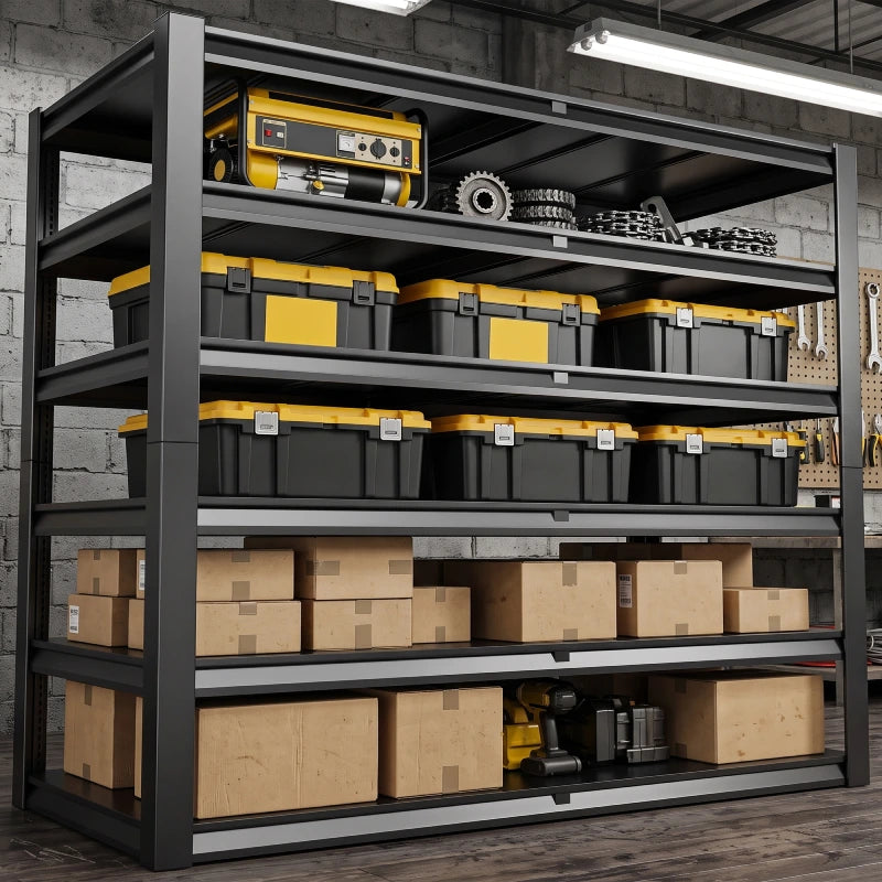 REIBII heavy duty shelving offers reliable storage solutions for garages, warehouses, basements, and workshops, helping homeowners organize tools and bulky items.
