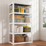 REIBII 5 Tier Laminated Metal Shelving Unit Adjustable Storage Utility Rack Heavy Duty Shelves for Kitchen Garage Pantry