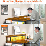 57"W Gaming Computer Desk with Monitor Stand Shelves, Modern Office Desk with Drawers