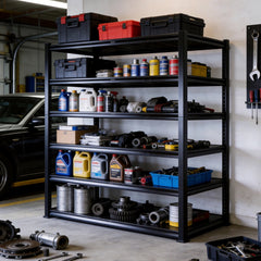 REIBII 6-Tier 55" W Heavy Duty Industrial Garage Shelving, Adjustable Metal Storage Shelving Units, For Basement&Warehouse