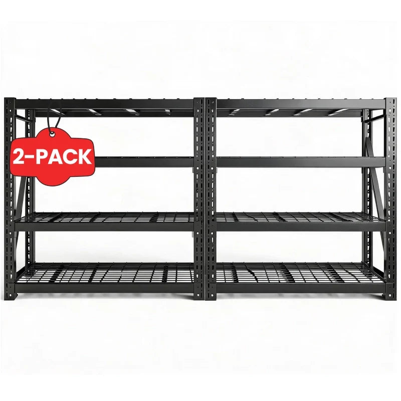 REIBII 77" W Garage Shelving, Heavy Duty Metal Shelving Unit for Storage,Adjustable shelves for Basement, Garage, Warehouse