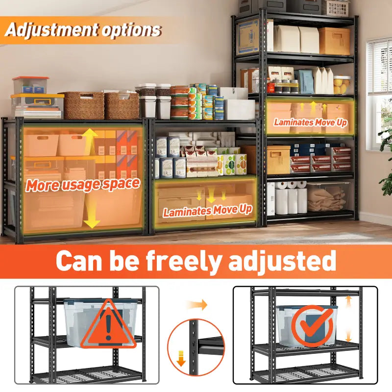 Reibii Heavy Duty Storage Shelves, Adjustable Steel Garage Shelves,Metal Shelving Rack for Garage, Warehouse, Basement, Workshop