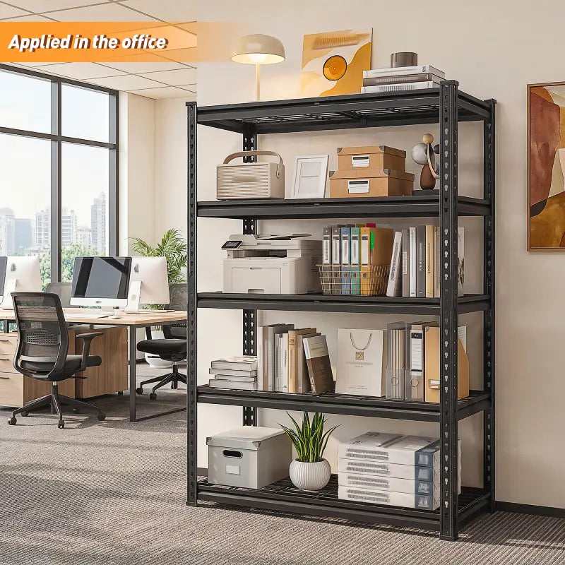 Reibii Heavy Duty Storage Shelves, Adjustable Steel Garage Shelves,Metal Shelving Rack for Garage, Warehouse, Basement, Workshop