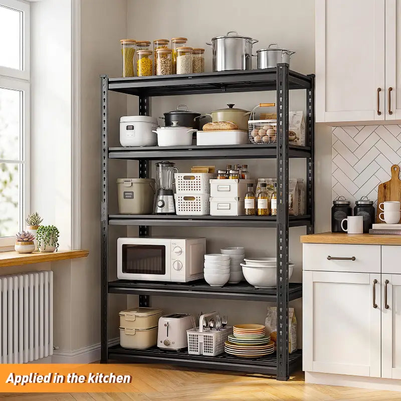 Reibii Heavy Duty Storage Shelves, Adjustable Steel Garage Shelves,Metal Shelving Rack for Garage, Warehouse, Basement, Workshop