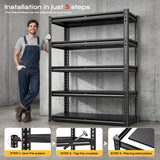 REIBII 5 Tier 72"H Garage Shelving, Metal Storage Shelving for Commercial Warehouse,Garage,Pantry