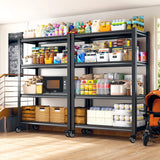 REIBII 59.8"H 4-Tier Rolling Metal Shelving Rack 530LBS Adjustable Shelving Units for Pantry, Kitchen, Basement
