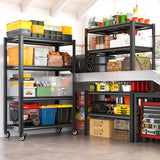 REIBII 59.8"H 4-Tier Rolling Metal Shelving Rack 530LBS Adjustable Shelving Units for Pantry, Kitchen, Basement