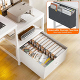 57"W Gaming Computer Desk with Monitor Stand Shelves, Modern Office Desk with Drawers