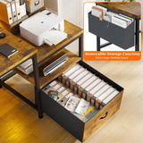 57"W Gaming Computer Desk with Monitor Stand Shelves, Modern Office Desk with Drawers