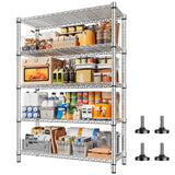 REIBII 35.5"W Chrome Wire Shelving, 5-Tier 1200LBS Adjustable Metal Shelves for Closet Kitchen Pantry