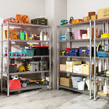 REIBII 35.5"W Chrome Wire Shelving, 5-Tier 1200LBS Adjustable Metal Shelves for Closet Kitchen Pantry