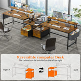 57"W Gaming Computer Desk with Monitor Stand Shelves, Modern Office Desk with Drawers