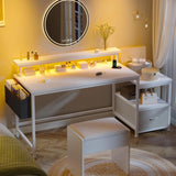 57"W Gaming Computer Desk with Monitor Stand Shelves, Modern Office Desk with Drawers