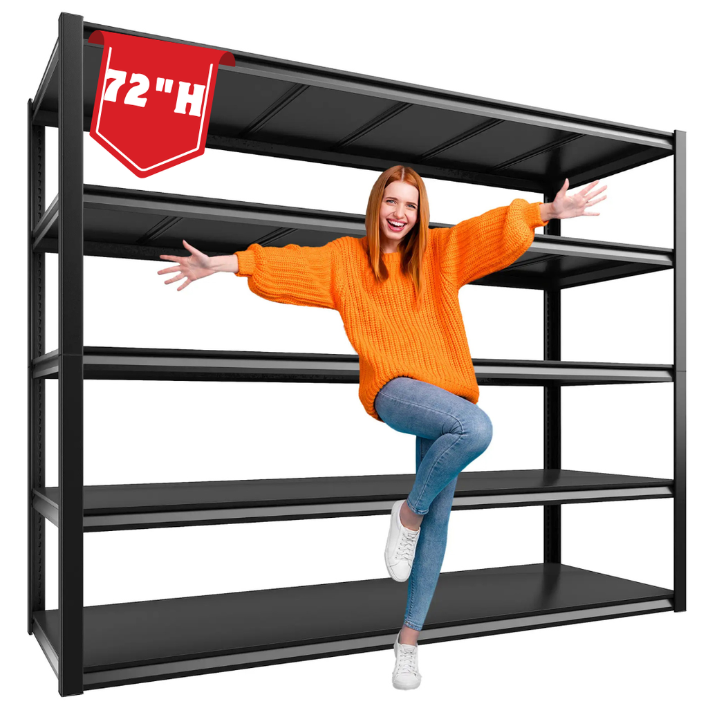 REIBII 5-Tier 48.4W x 72H Garage Shelving, 3000LBS Adjustable Metal Storage Shelves for Warehouse, Basement Industrial