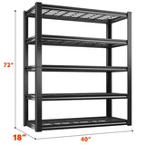 REIBII 72"H 5-Tier Storage Shelves for Basement 2550LBS Adjustable Shelving for Garage Warehouse Pantry