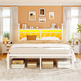 REIBII Metal Platform Bed Frame with LED Headboard, 882 LBS Heavy-Duty Support, 12" Under-Bed Storage, Noise-Reducing Design, No Box Spring Needed
