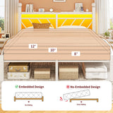 REIBII Metal Platform Bed Frame with LED Headboard, 882 LBS Heavy-Duty Support, 12" Under-Bed Storage, Noise-Reducing Design, No Box Spring Needed