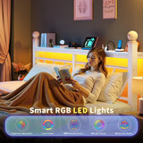 REIBII Metal Platform Bed Frame with LED Headboard, 882 LBS Heavy-Duty Support, 12" Under-Bed Storage, Noise-Reducing Design, No Box Spring Needed