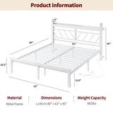 REIBII Metal Platform Bed Frame with LED Headboard, 882 LBS Heavy-Duty Support, 12" Under-Bed Storage, Noise-Reducing Design, No Box Spring Needed