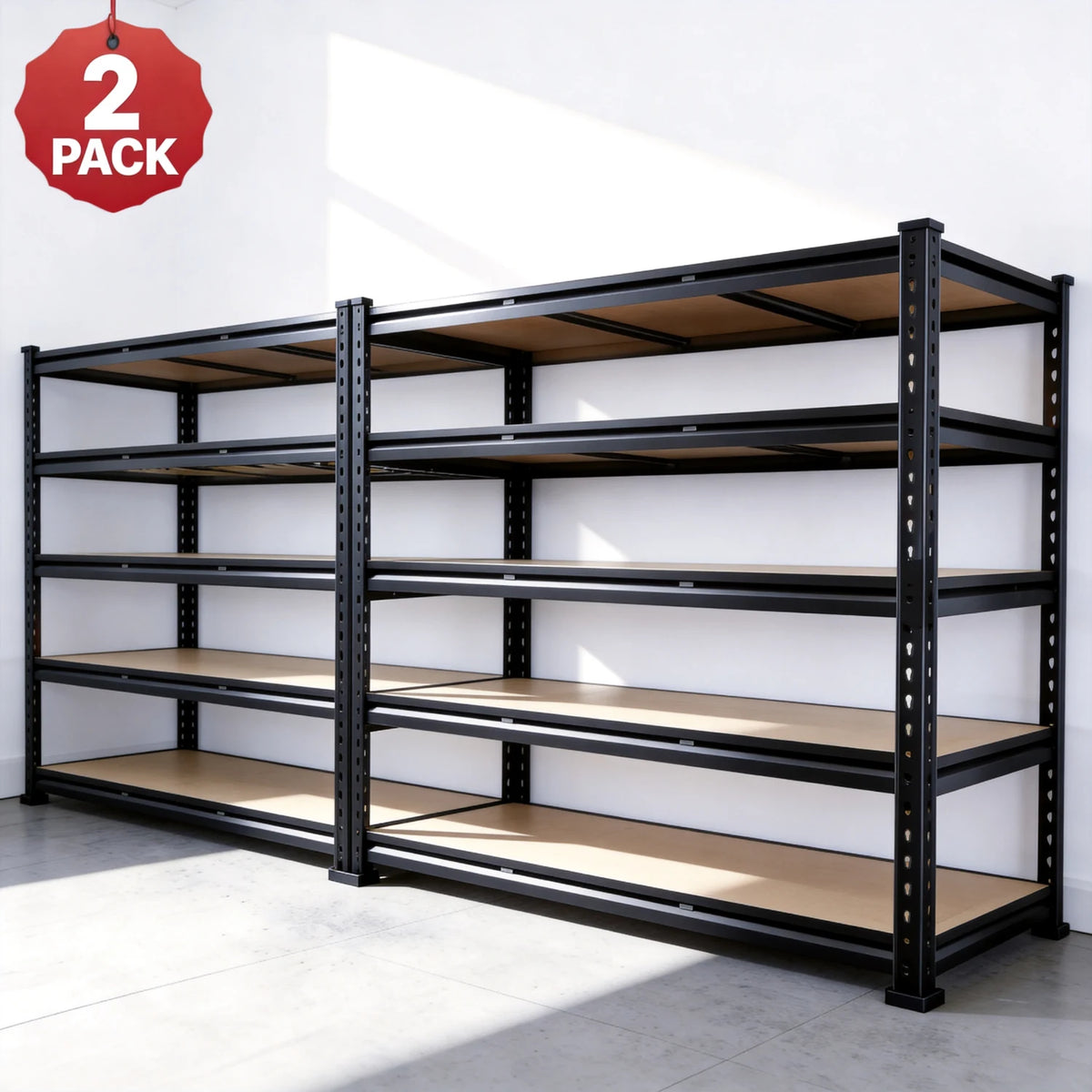 Reibii 48.2" W x 24" D Heavy Duty Garage Shelving Units Load 3000LBS, Adjustable Steel Shelves for Garage Basement Warehouse