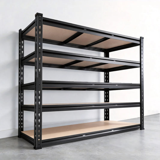 REIBII 48"W x 72"H Garage Shelving Unit, 3000 lbs Heavy Duty, 24"D Deep 5-Tier Storage Shelves for Large Bins, Workshop & Warehouse 1500
