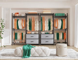 REIBII clothing rack with shelf and drawers is  an ideal walk-in closet organizer