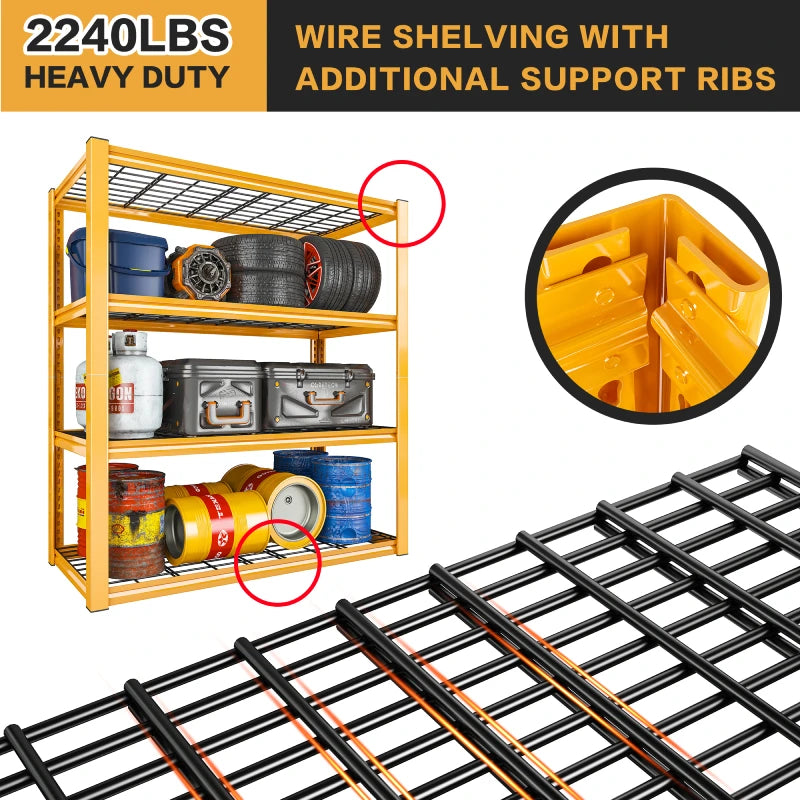 REIBII 40"W Garage Shelving, 2240LBS Heavy Duty & Adjustable Metal Shelving Unit, 40"W x 59.5"H x 19.5"D