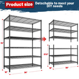 REIBII 36"W Metal Wire Racks, 6-Tier Adjustable Wire Shelves for Kitchen Pantry Basement