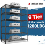 REIBII 36"W Metal Wire Racks, 6-Tier Adjustable Wire Shelves for Kitchen Pantry Basement