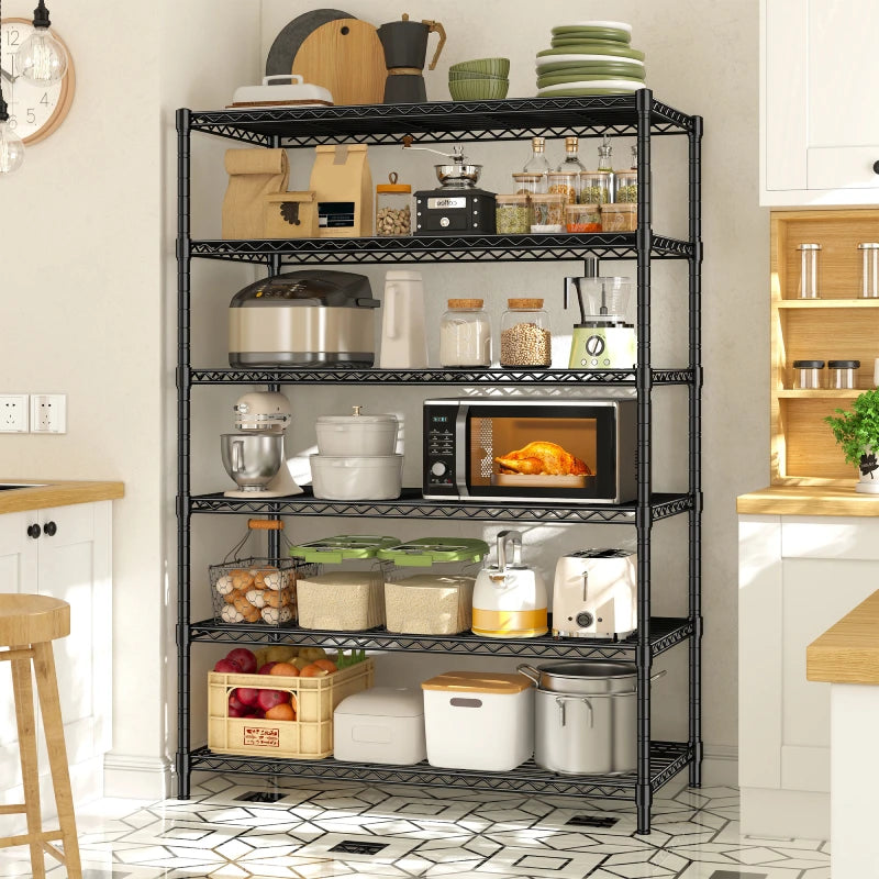 REIBII 36"W Metal Wire Racks, 6-Tier Adjustable Wire Shelves for Kitchen Pantry Basement