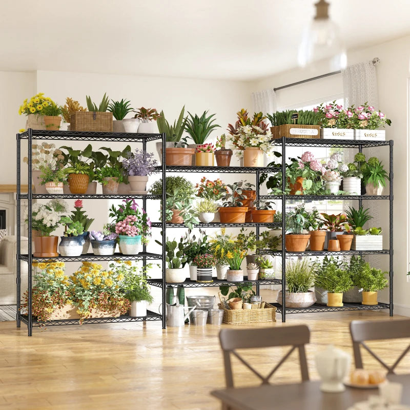 outdoor wire rack for plants REIBII 35.5"W Wire Storage Shelves, Adjustable Outdoor Metal Shelves for Kitchen Pantry Basement – Reibii