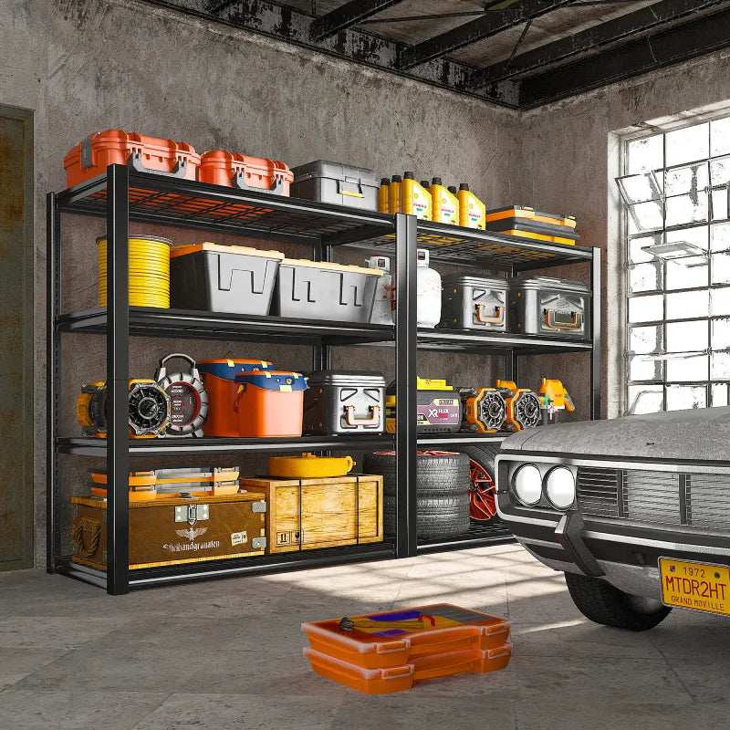 REIBII 40"W Metal Garage Shelving Unit, 2200 Lbs Heavy Duty Utility Rack, Industrial Adjustable Shelves for Shop Warehouse Basement