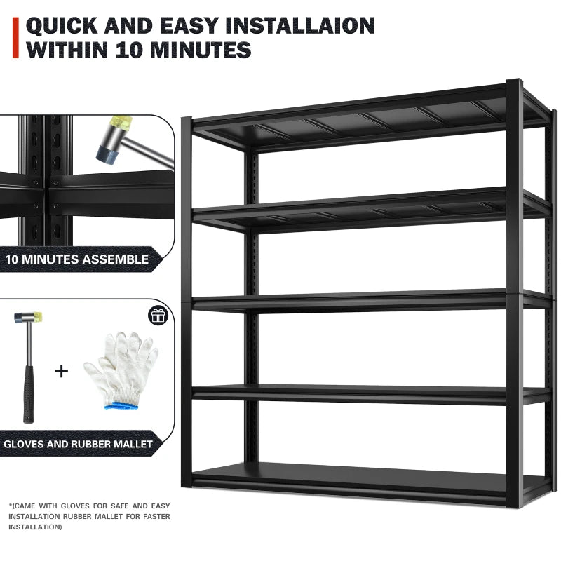 With Wheels Garage Shelving Units and Storage,Sturdy Easy Assemble Heavy  Duty Shelf,Steel Metal Shelves,Large Adjustable Garage Storage Rack,for
