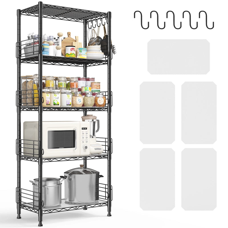 REIBII5-TierWireShelvingUnits_AdjustableMetalShelveswith5Hooks