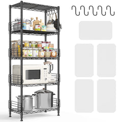 REIBII5-TierWireShelvingUnits_AdjustableMetalShelveswith5Hooks