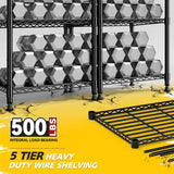 REIBII 5 Tier Heavy Duty Wire Shelving