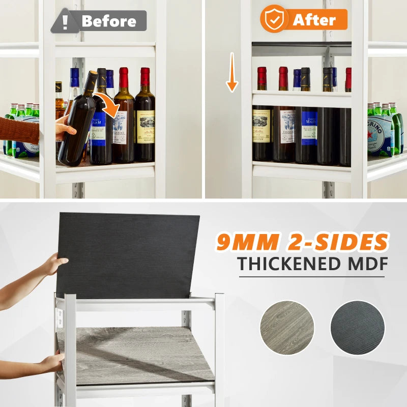 REIBII 5 Tier Laminated Metal Shelving Unit Adjustable Storage Utility ...