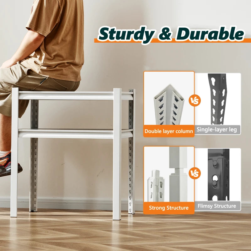 REIBII 5 Tier Laminated Metal Shelving Unit Adjustable Storage Utility ...