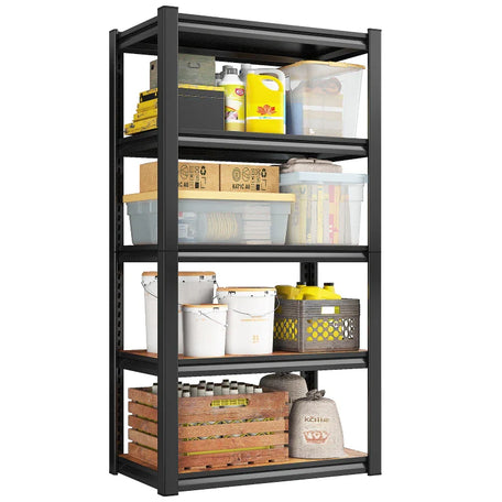 REIBII 5-Tier Laminated Metal Shelving Unit, 3000 LBS Heavy Duty Adjustable Storage Utility Rack for Kitchen, Garage & Pantry