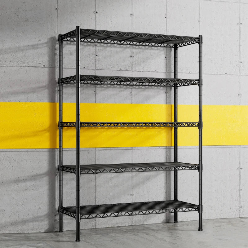 REIBII 5 Wire Shelving Rack, 35.4" W Storage Metal Shelf, Adjustable Garage Shelving Heavy Duty Storage Shelves