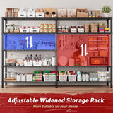 Reibii 2-Pack 73” W Metal Wire Racks, 5-Shelf Adjustable Wire Shelves for Storage, Metal Shelving for Pantry Kitchen Supermarket