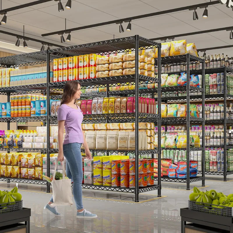 Reibii 2-Pack 73” W Metal Wire Racks, 5-Shelf Adjustable Wire Shelves