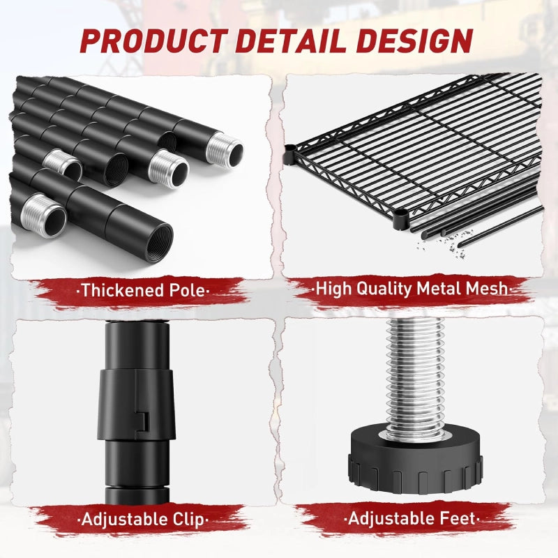 Reibii 2-Pack 73” W Metal Wire Racks, 5-Shelf Adjustable Wire Shelves