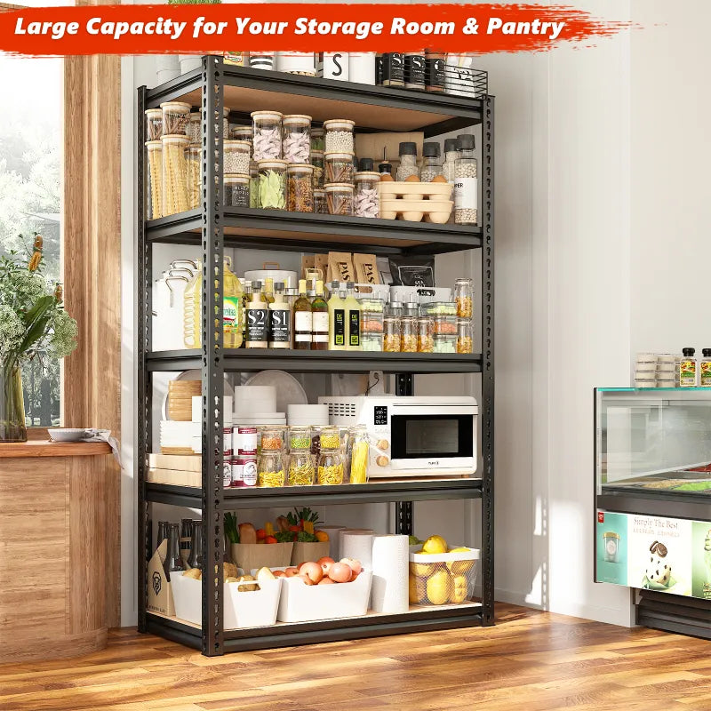REIBII 72"H Metal Storage Shelves, 2000 Lbs Adjustable Garage Shelving Unit, Heavy Duty Utility Rack for Warehouse Pantry Kitchen