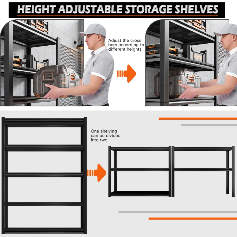 REIBII 40 Wide Garage Storage Shelves Heavy Duty Shelving Unit,72 Tall  Garage Shelving for Storage with 5 Tier Adjustable Metal Wire Shelving Unit